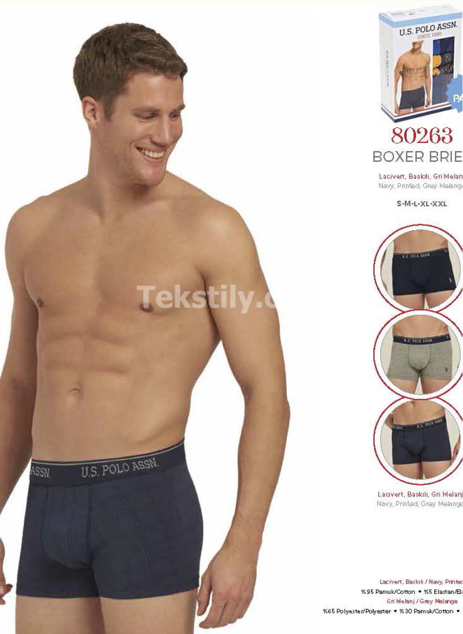 Мужские Трусы Boxer 3 шт./ уп. (S,M,L,XL,2XL) U.S.POLO ASSN.