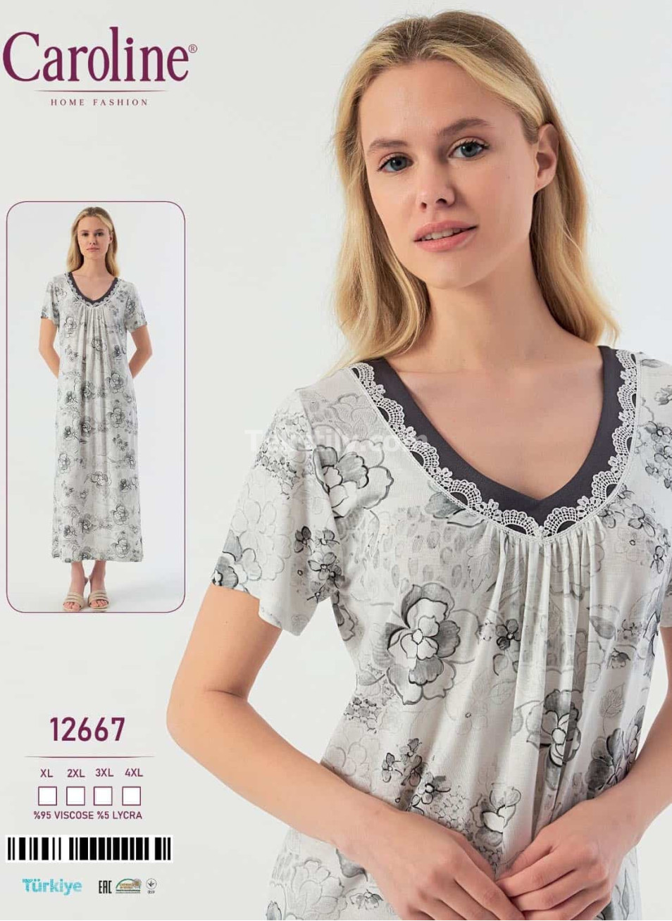 Женская Ночная Сорочка Caroline (XL+2XL+3XL+4XL)