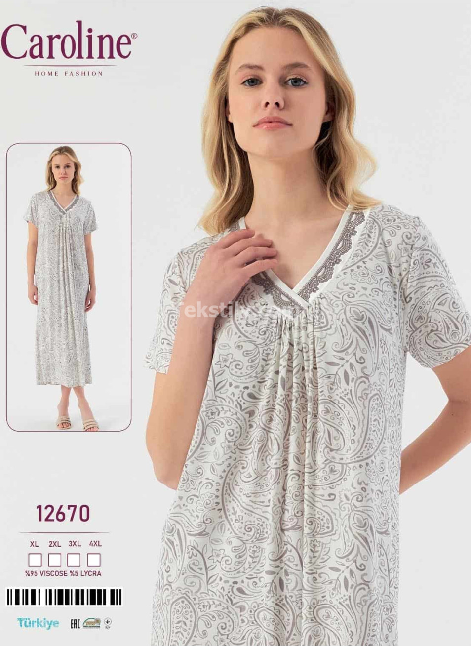 Женская Ночная Сорочка Caroline (XL+2XL+3XL+4XL)