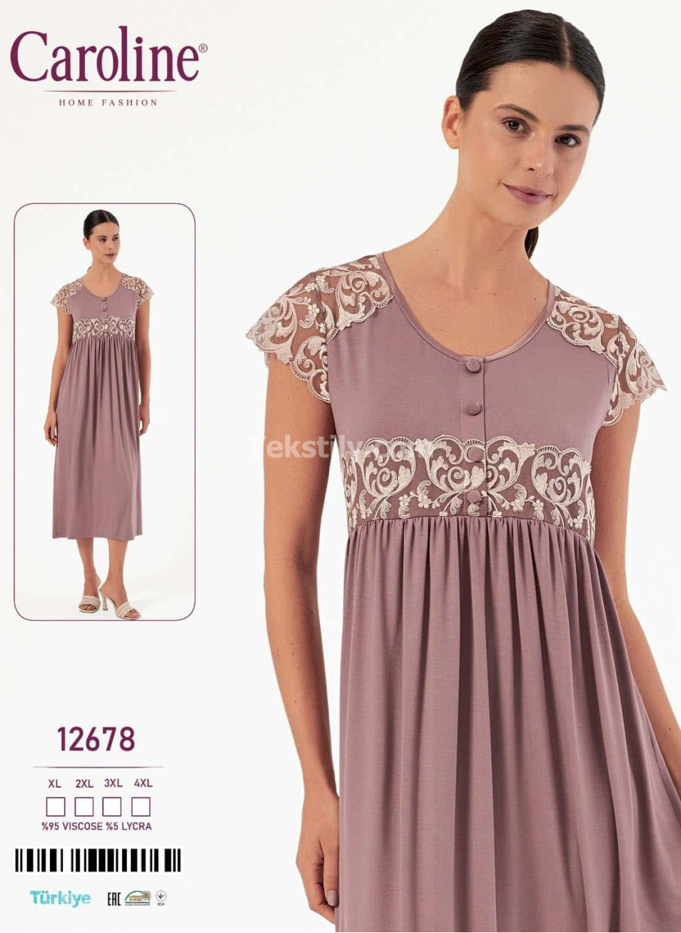 Женская Ночная Сорочка Caroline (XL+2XL+3XL+4XL)