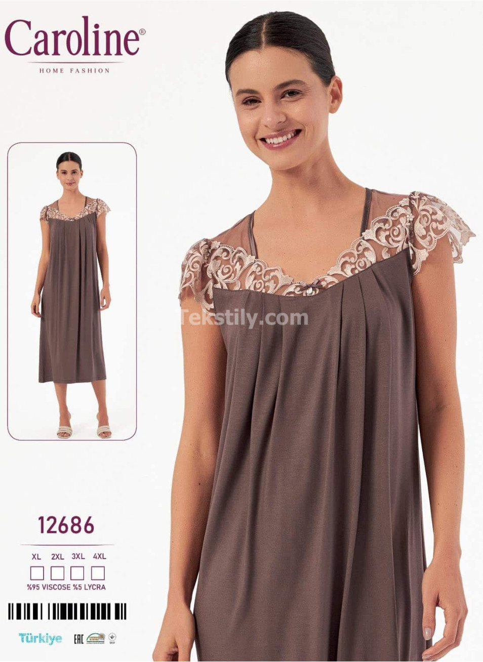 Женская Ночная Сорочка Caroline (XL+2XL+3XL+4XL)