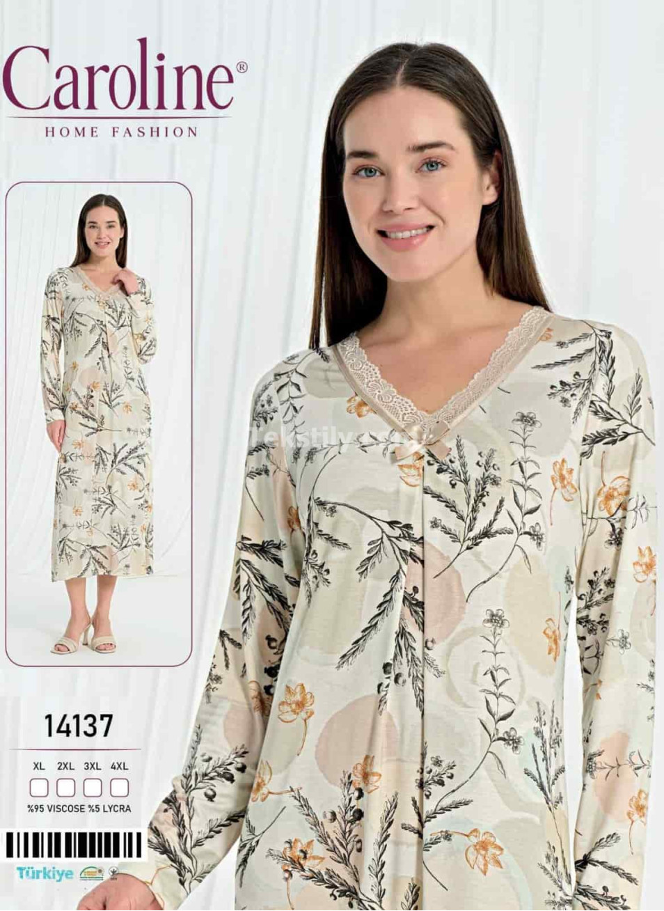 Женская Ночная Сорочка Caroline (XL+2XL+3XL+4XL)