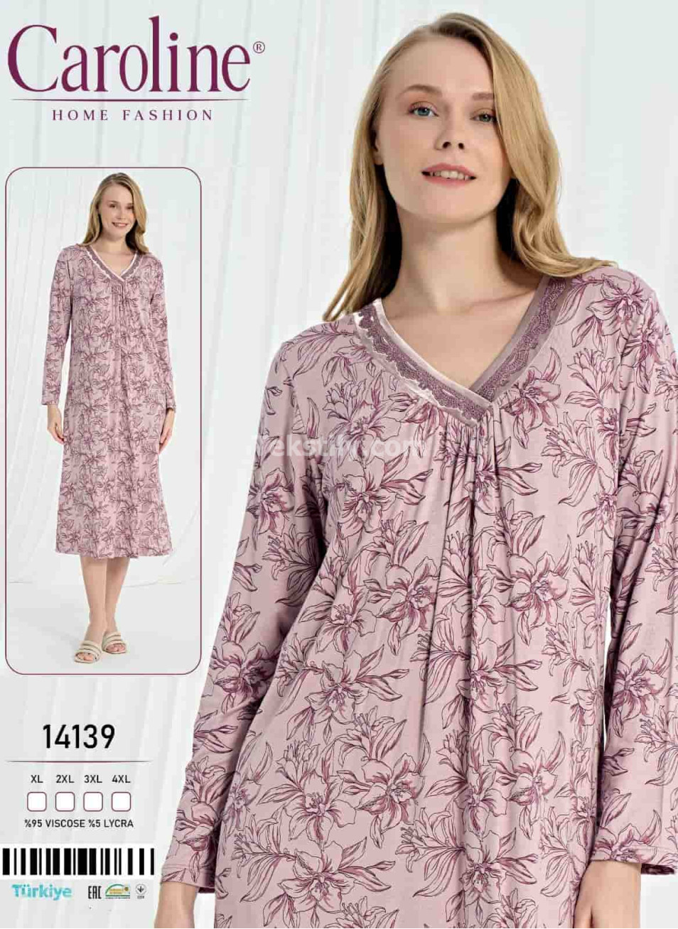 Женская Ночная Сорочка Caroline (XL+2XL+3XL+4XL)
