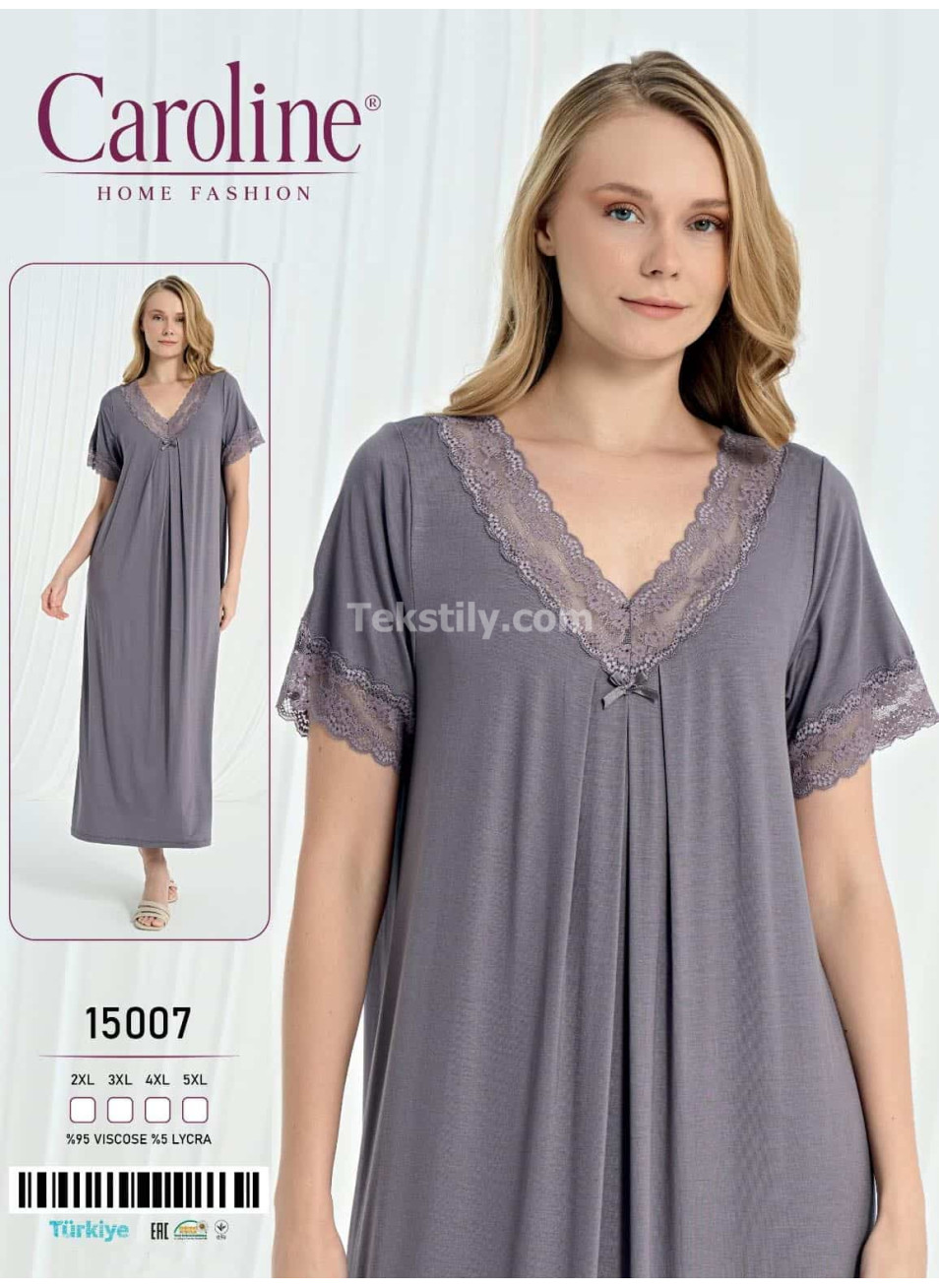 Ночная Женская Сорочка Caroline (2XL+3XL+4XL+5XL)
