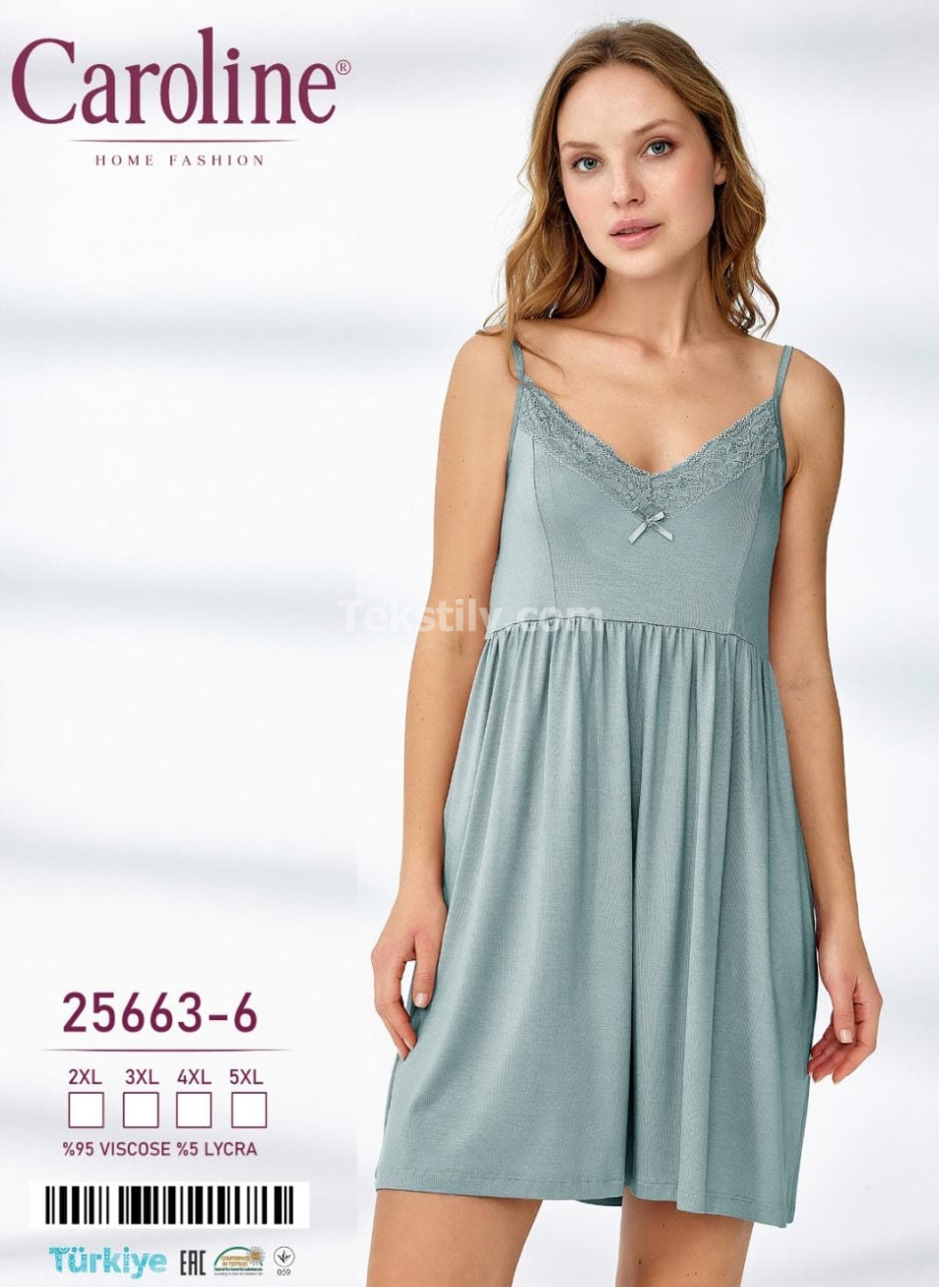 Ночная Женская Сорочка Caroline (2XL+3XL+4XL+5XL)