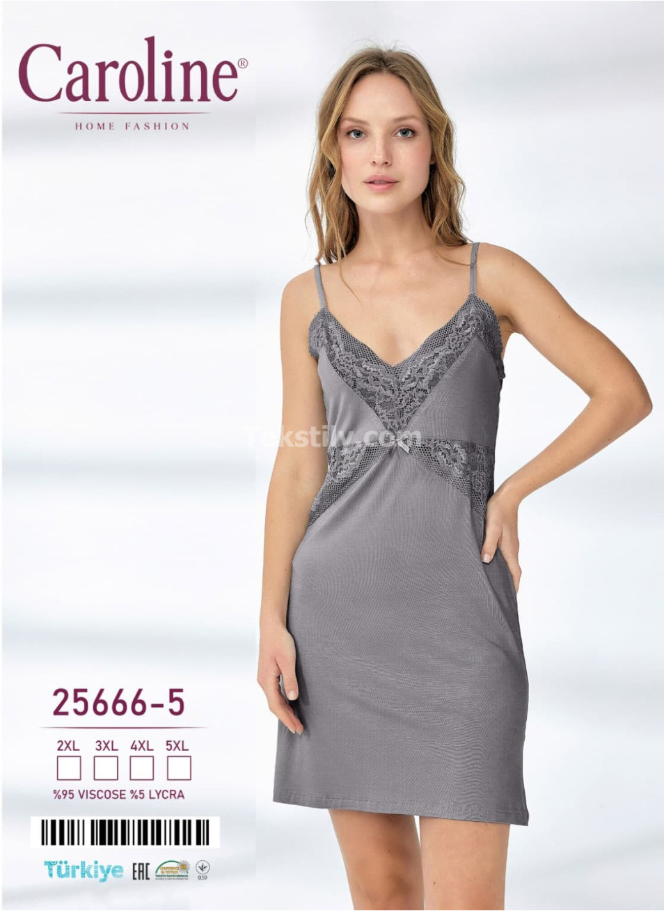 Ночная Женская Сорочка Caroline (2XL+3XL+4XL+5XL)