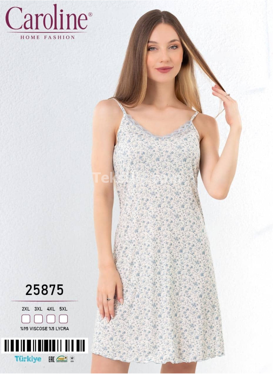 Ночная Женская Сорочка Caroline (2XL+3XL+4XL+5XL)