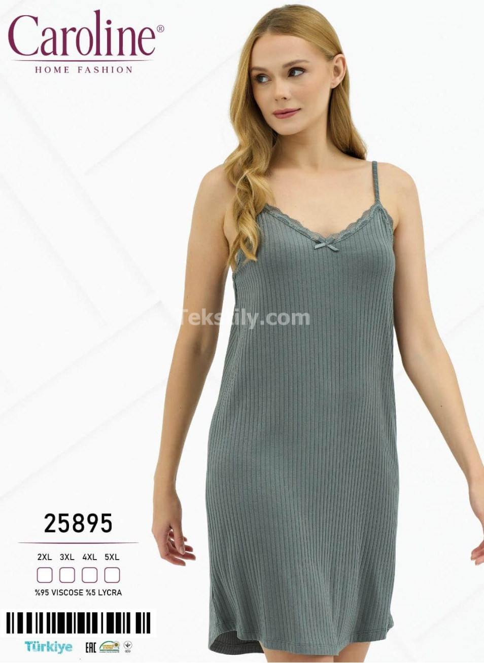 Ночная Женская Сорочка Caroline (2XL+3XL+4XL+5XL)