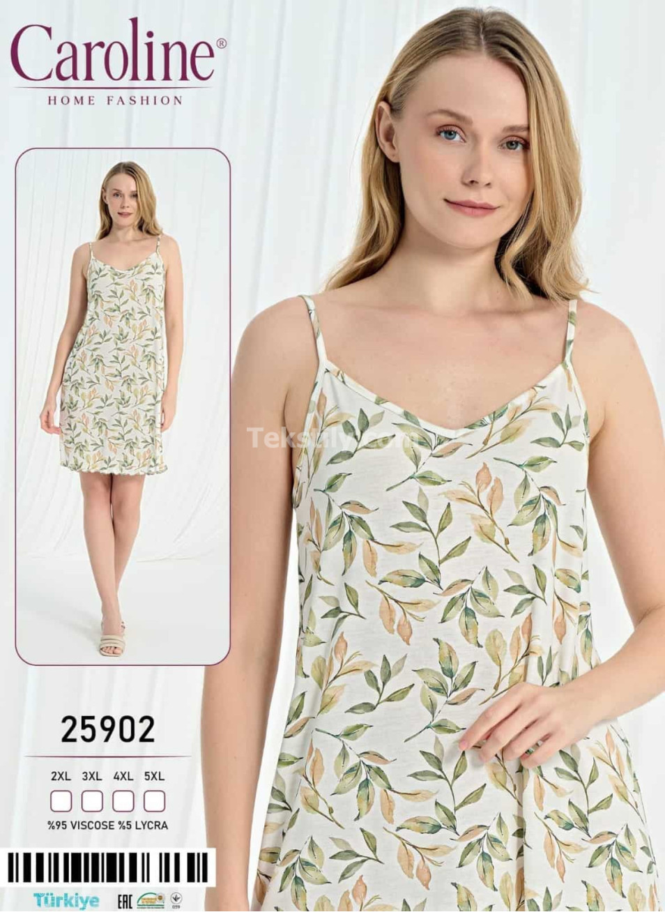 Ночная Женская Сорочка Caroline (2XL+3XL+4XL+5XL)