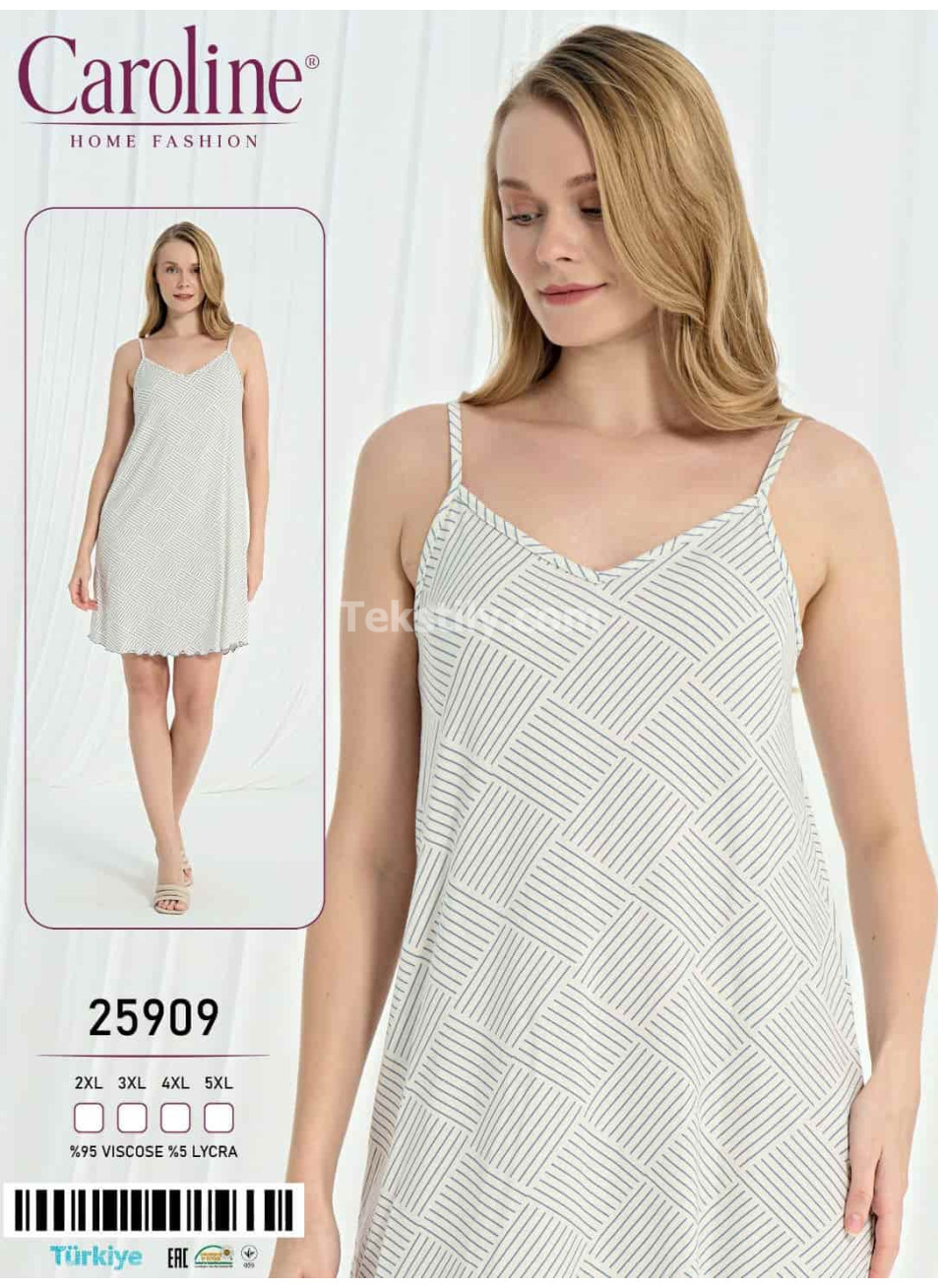 Ночная Женская Сорочка Caroline (2XL+3XL+4XL+5XL)