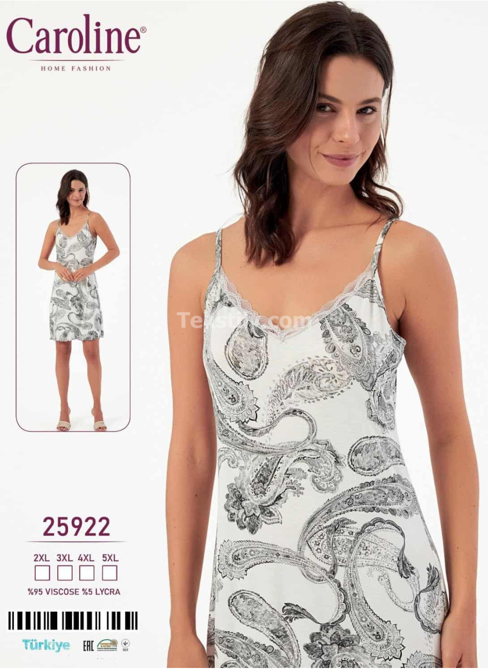Ночная Женская Сорочка Caroline (2XL+3XL+4XL+5XL)