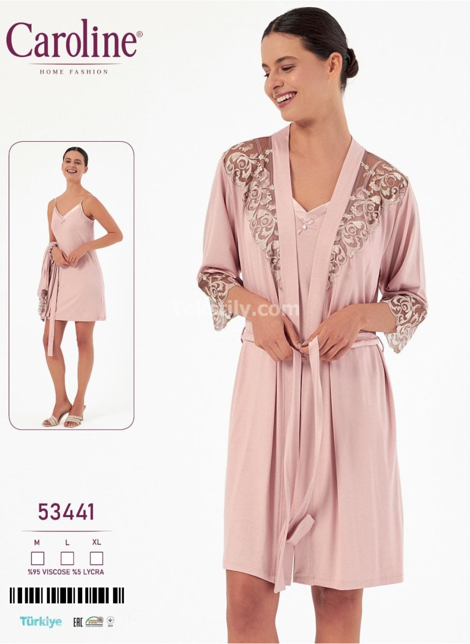 Женская Сорочка с Халатом Caroline (M+L+XL)