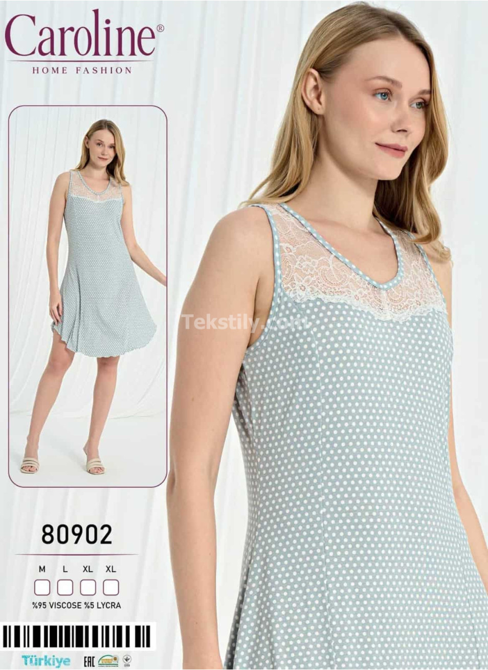 Ночная Женская Сорочка Caroline (M+L+XL+XL) 