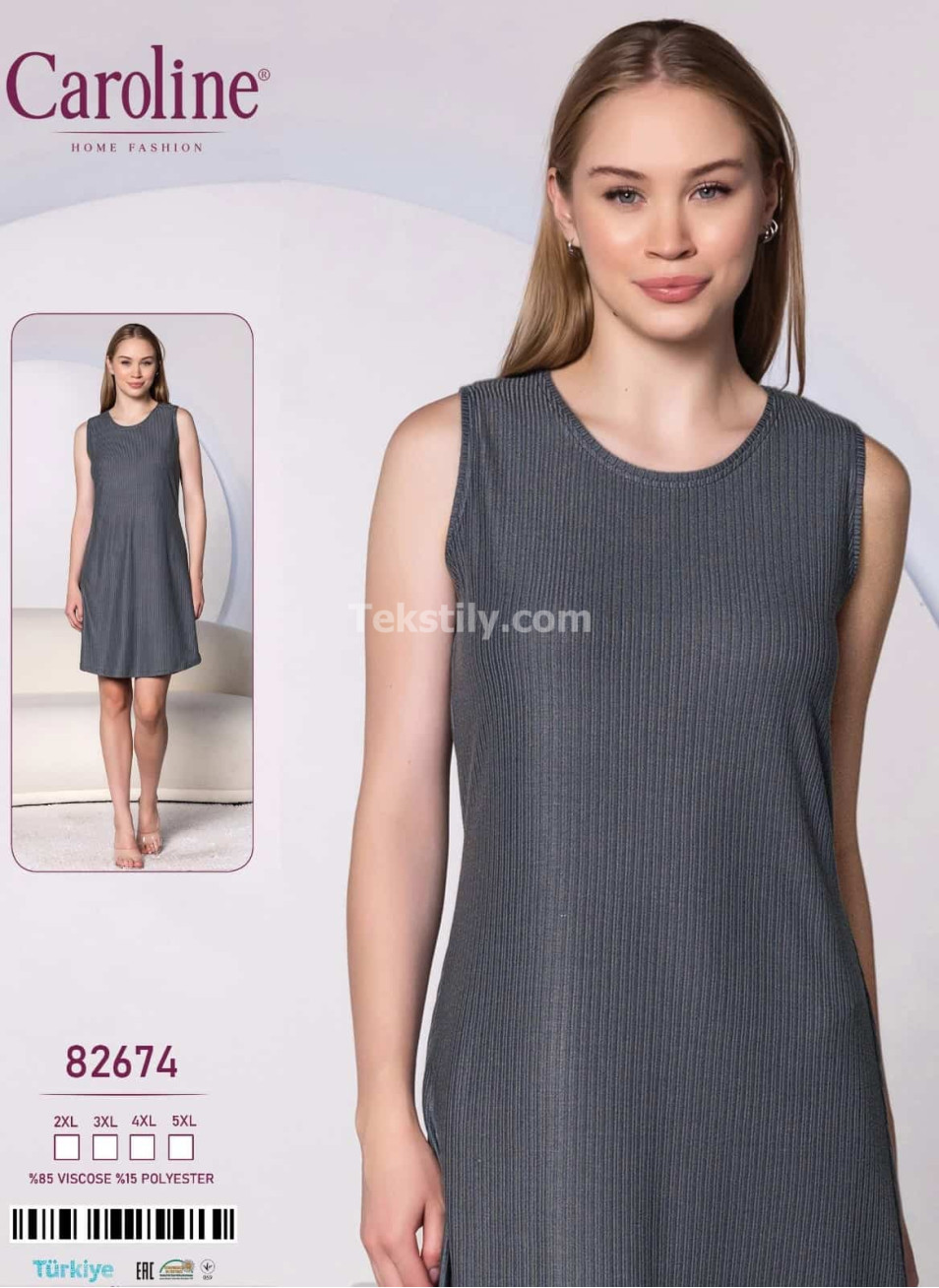 Ночная Женская Сорочка Caroline (2XL+3XL+4XL+5XL)
