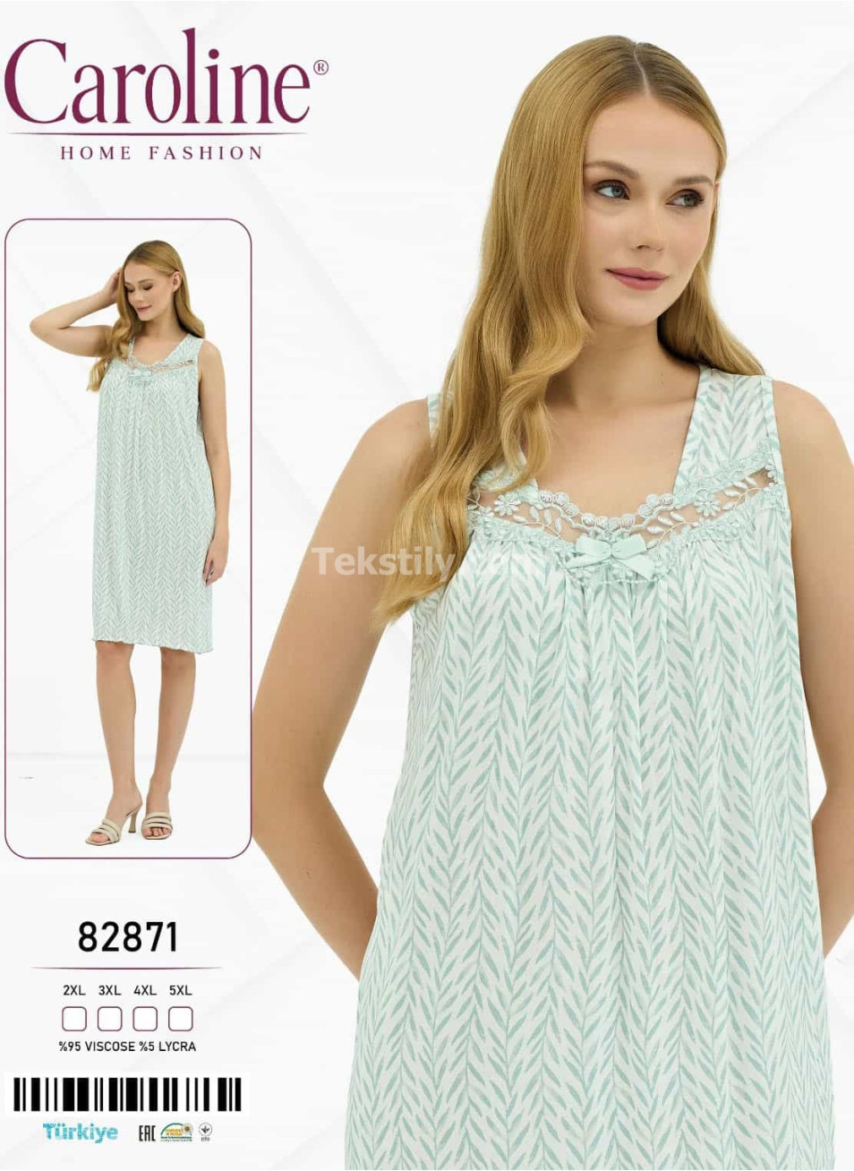 Женская Ночная Сорочка Caroline (2XL+3XL+4XL+5XL)