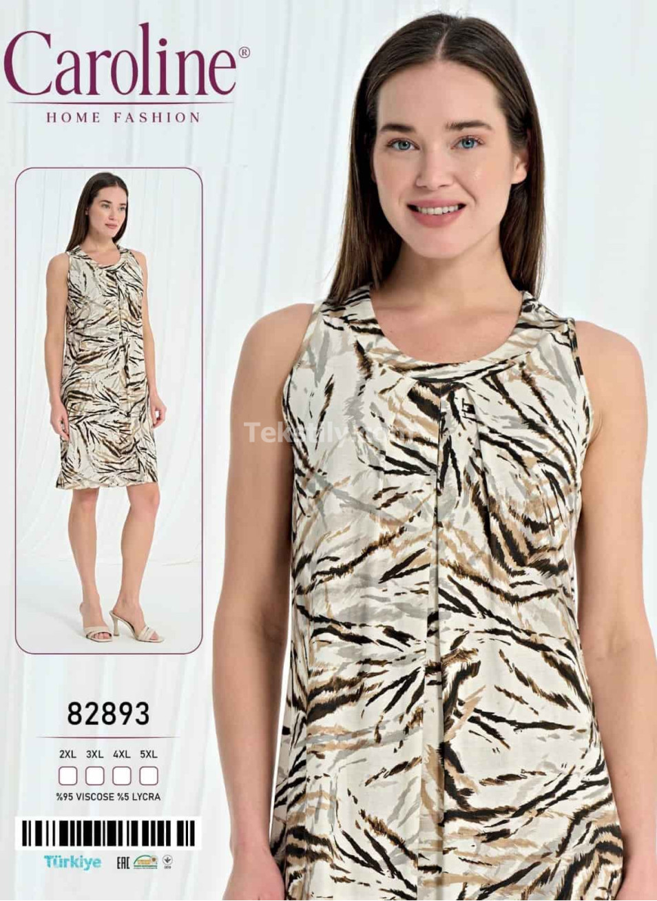 Ночная Женская Сорочка Caroline (2XL+3XL+4XL+5XL)