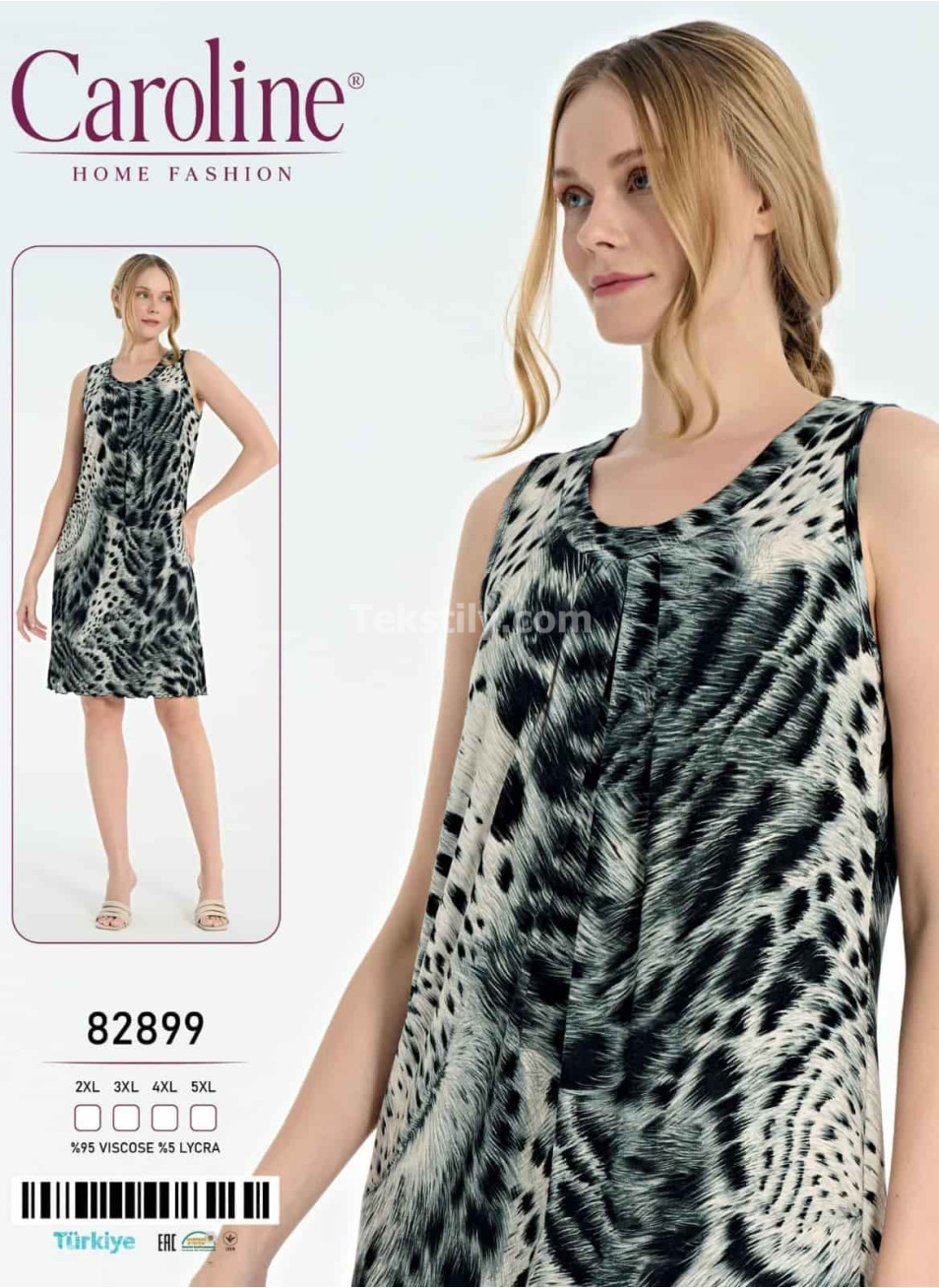Ночная Женская Сорочка Caroline (2XL+3XL+4XL+5XL)
