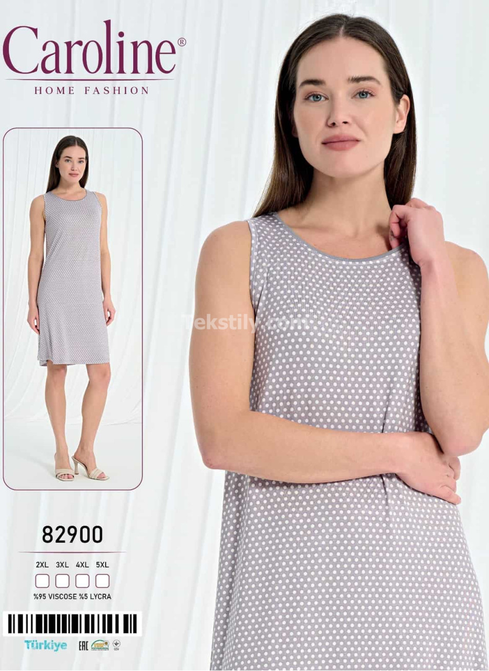 Ночная Женская Сорочка Caroline (2XL+3XL+4XL+5XL)