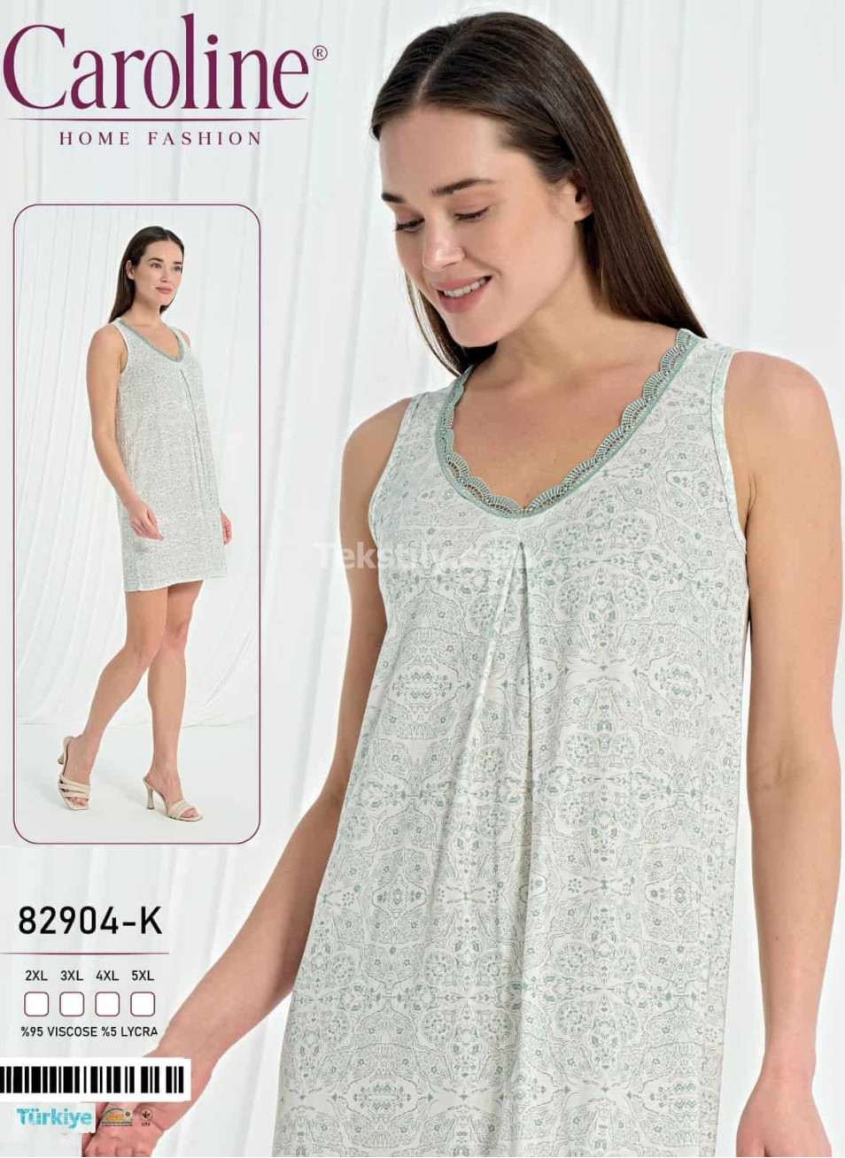Ночная Женская Сорочка Caroline (2XL+3XL+4XL+5XL)