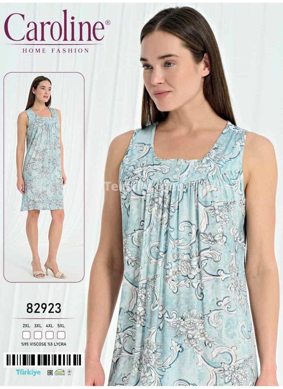 Ночная Женская Сорочка Caroline (2XL+3XL+4XL+5XL)