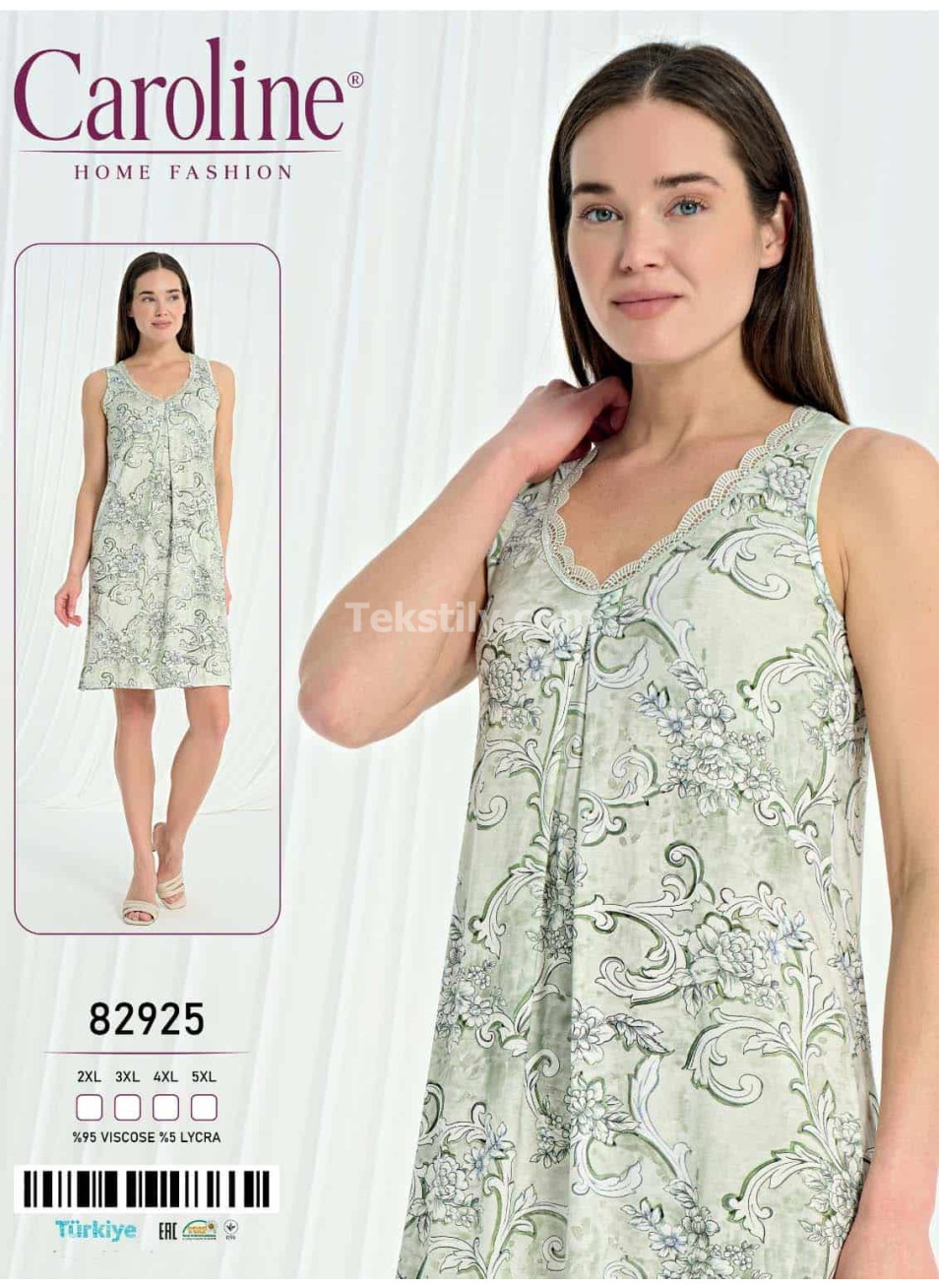 Ночная Женская Сорочка Caroline (2XL+3XL+4XL+5XL)