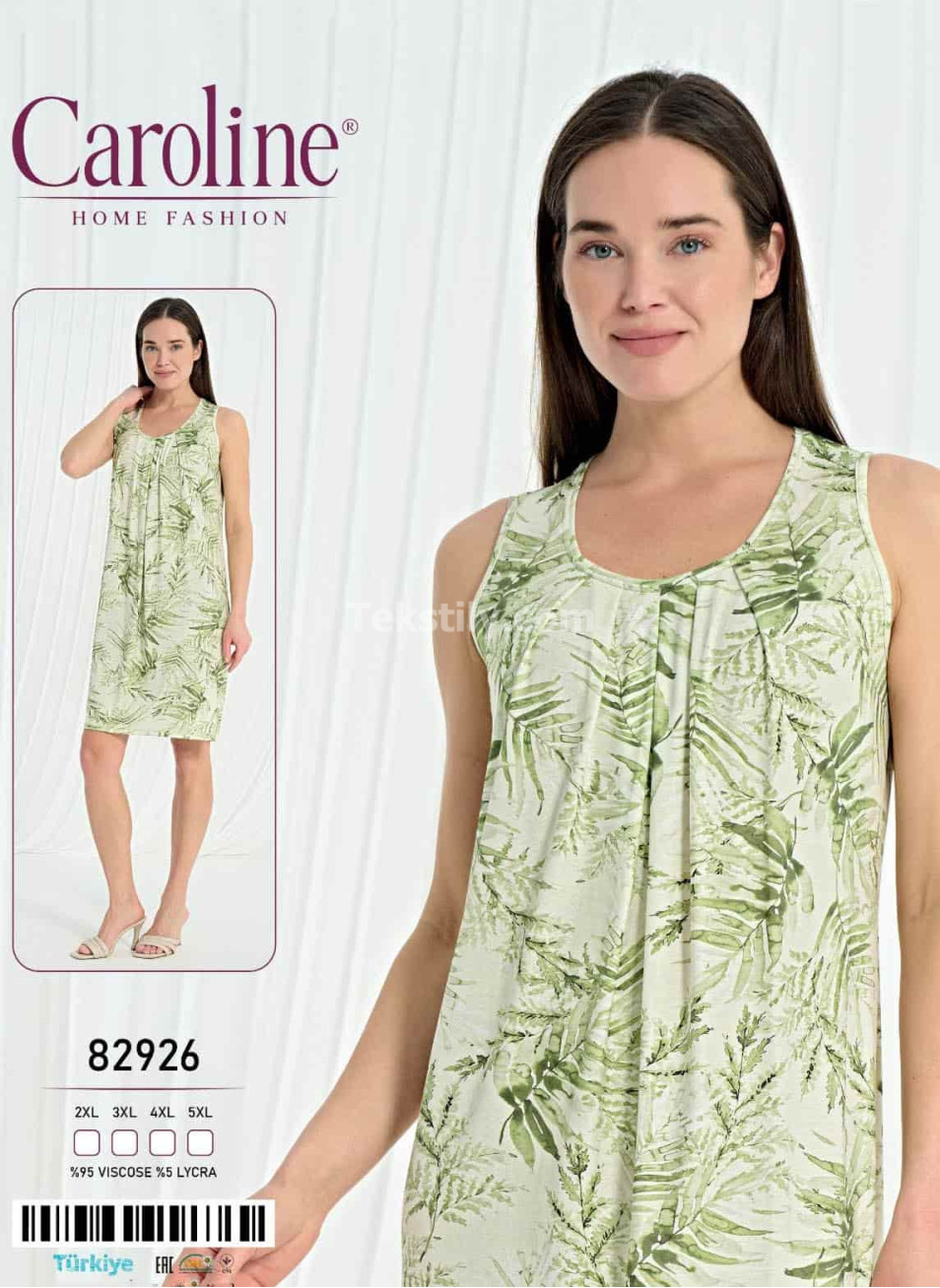 Ночная Женская Сорочка Caroline (2XL+3XL+4XL+5XL)