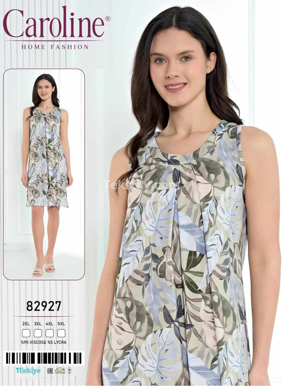 Ночная Женская Сорочка Caroline (2XL+3XL+4XL+5XL)