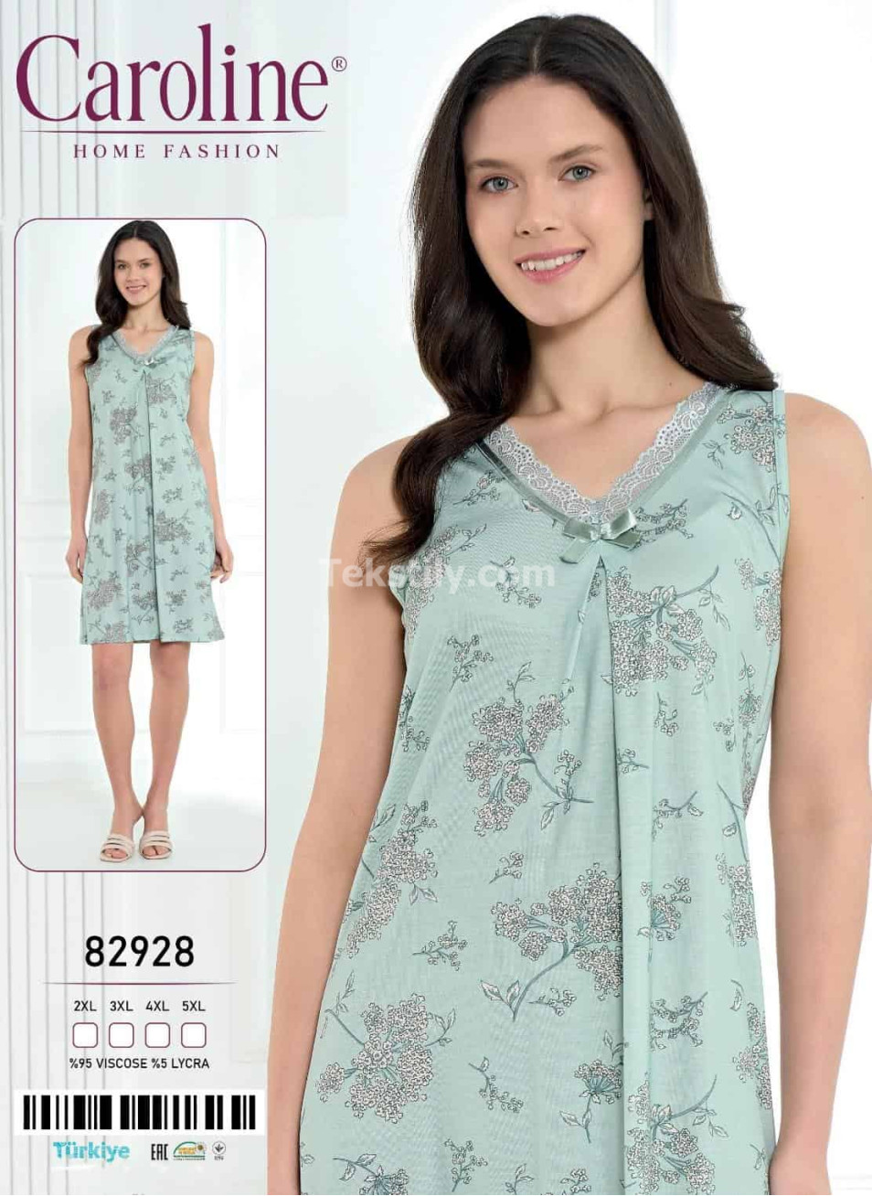 Ночная Женская Сорочка Caroline (2XL+3XL+4XL+5XL)