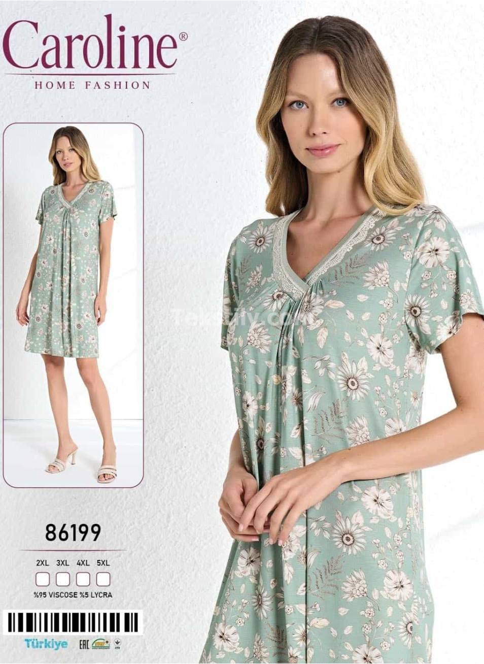 Ночная Женская Сорочка Caroline (2XL+3XL+4XL+5XL)