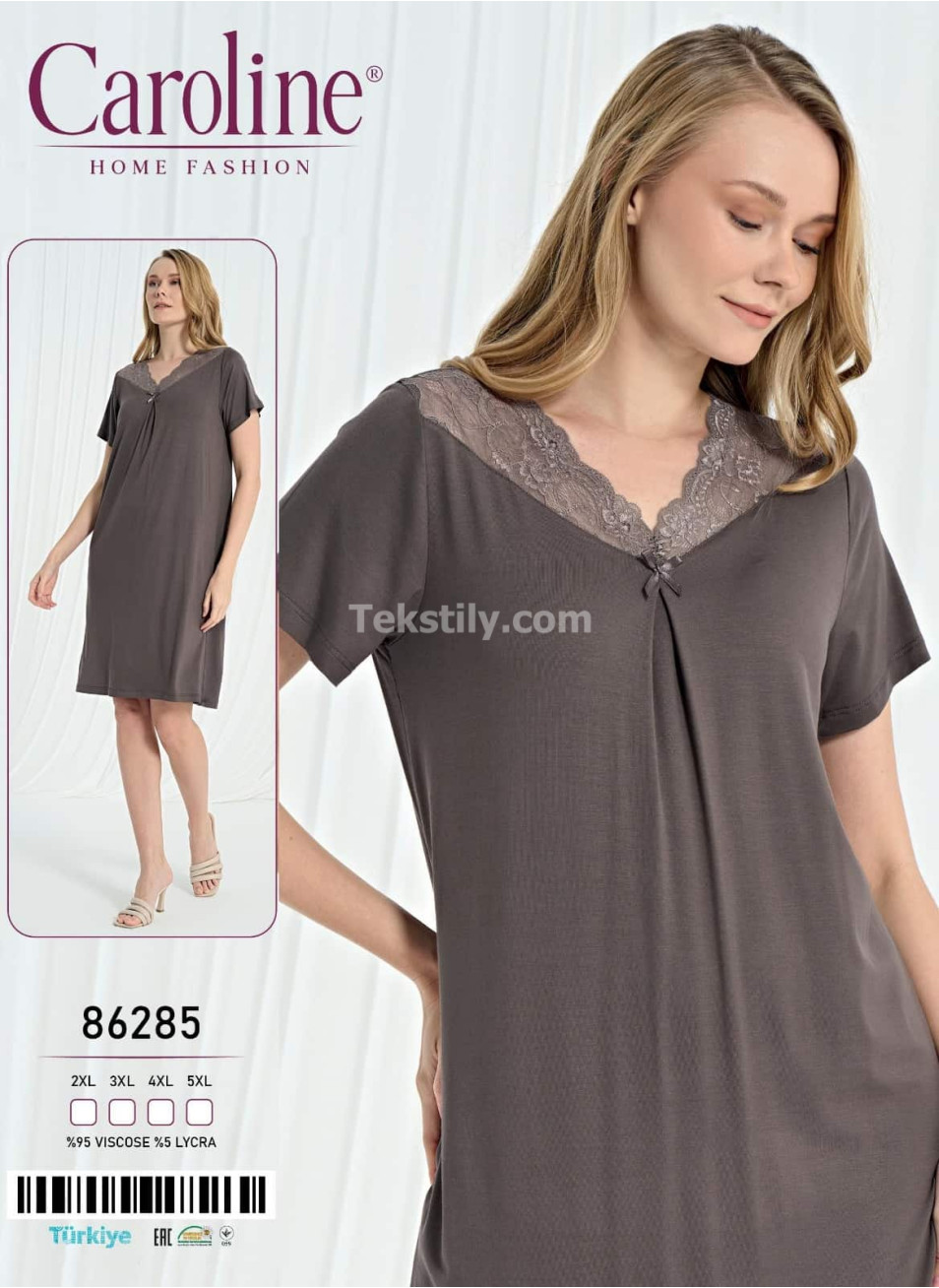 Ночная Женская Сорочка Caroline (2XL+3XL+4XL+5XL)