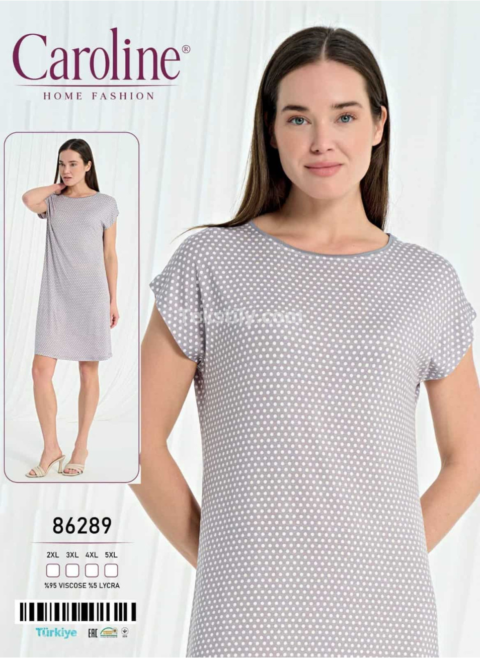 Ночная Женская Сорочка Caroline (2XL+3XL+4XL+5XL)