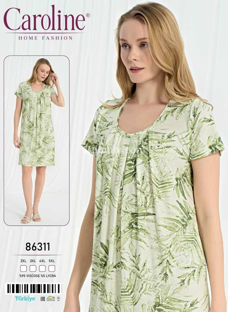 Ночная Женская Сорочка Caroline (2XL+3XL+4XL+5XL)