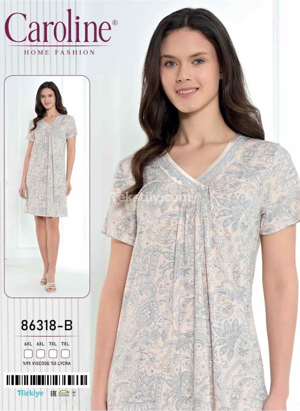 Женская Ночная Сорочка Caroline (6XL+6XL+7XL+7XL)