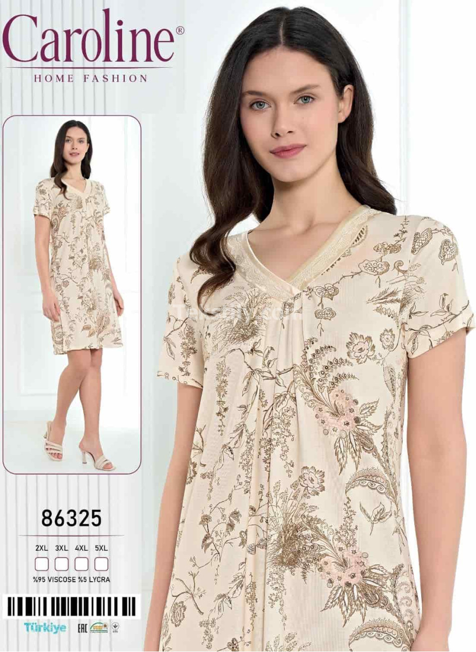 Ночная Женская Сорочка Caroline (2XL+3XL+4XL+5XL)