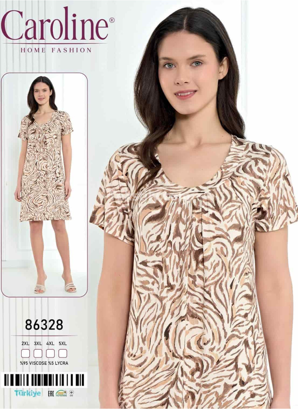 Ночная Женская Сорочка Caroline (2XL+3XL+4XL+5XL)