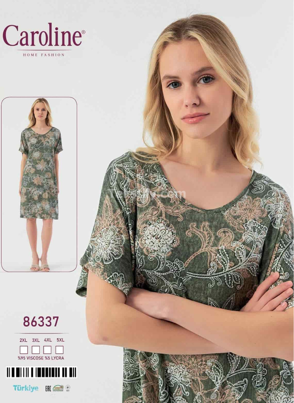Ночная Женская Сорочка Caroline (2XL+3XL+4XL+5XL)