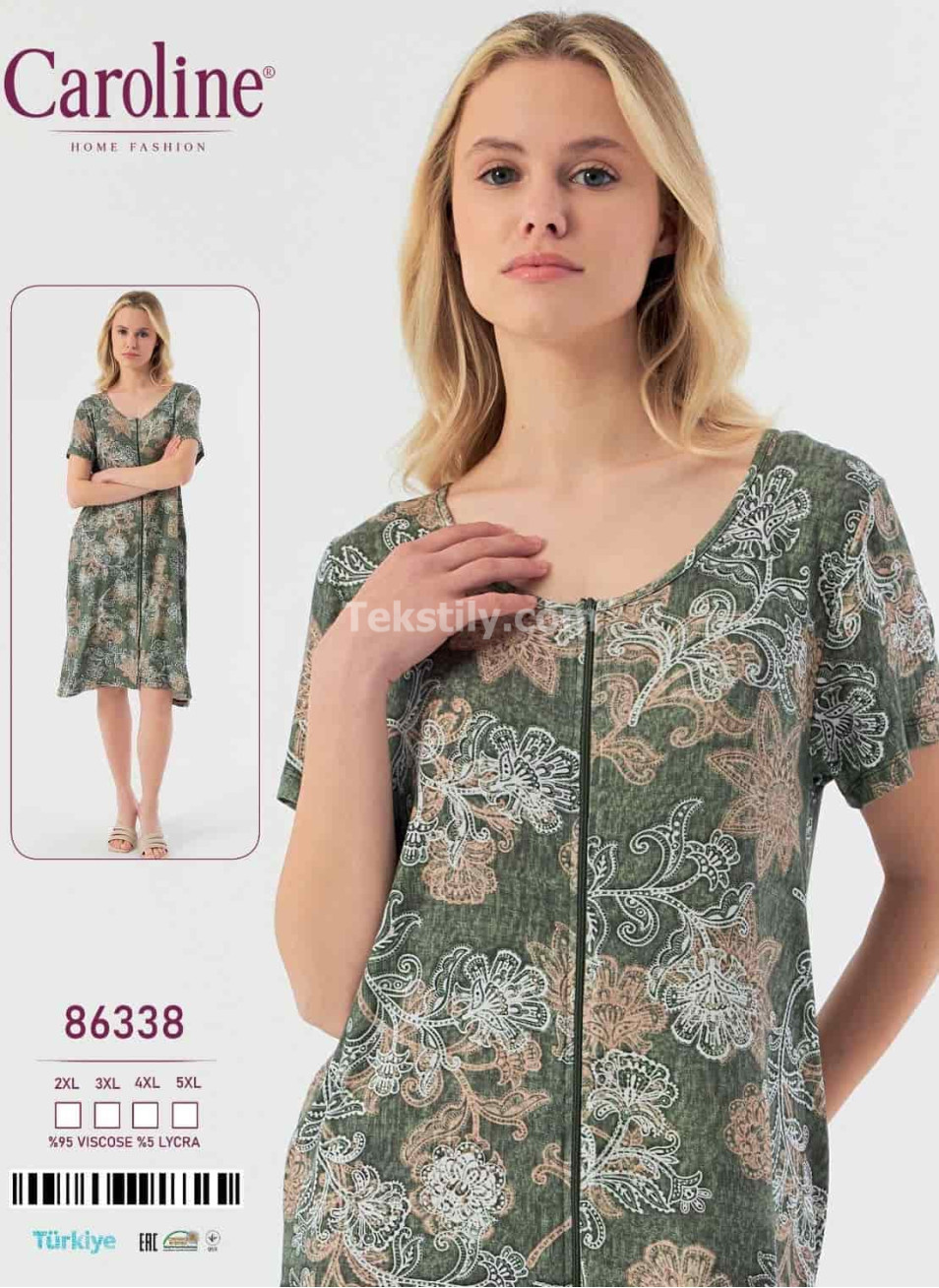 Ночная Женская Сорочка Caroline (2XL+3XL+4XL+5XL)