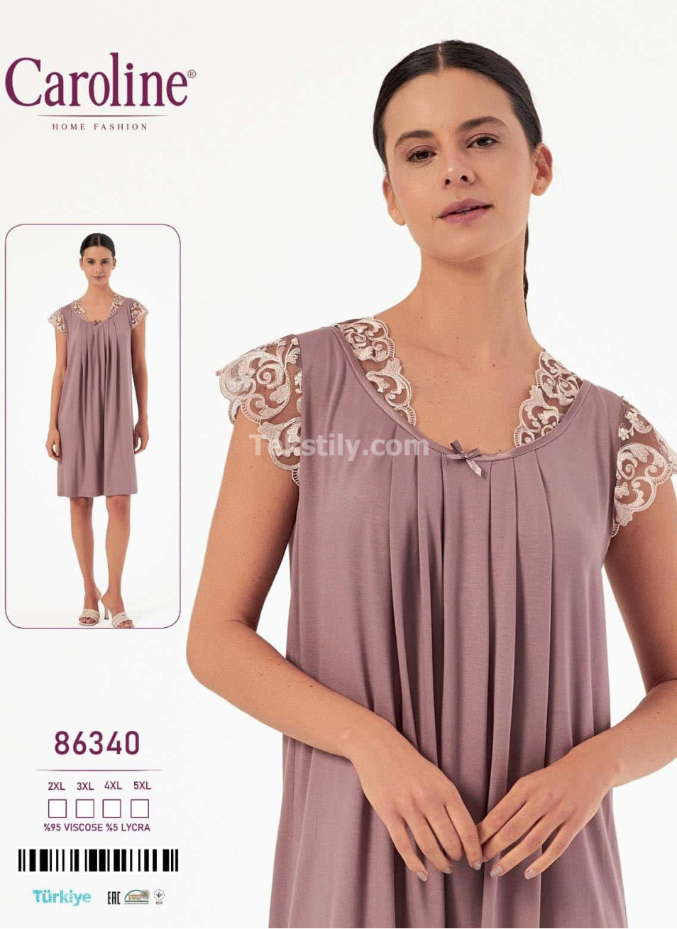 Ночная Женская Сорочка Caroline (2XL+3XL+4XL+5XL)
