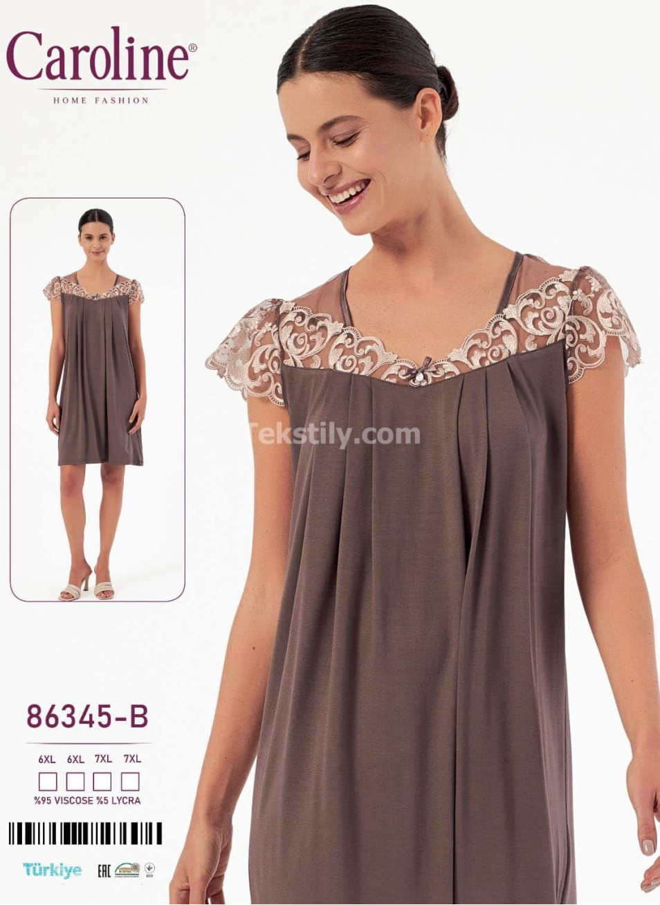 Женская Ночная Сорочка Caroline (6XL+6XL+7XL+7XL)