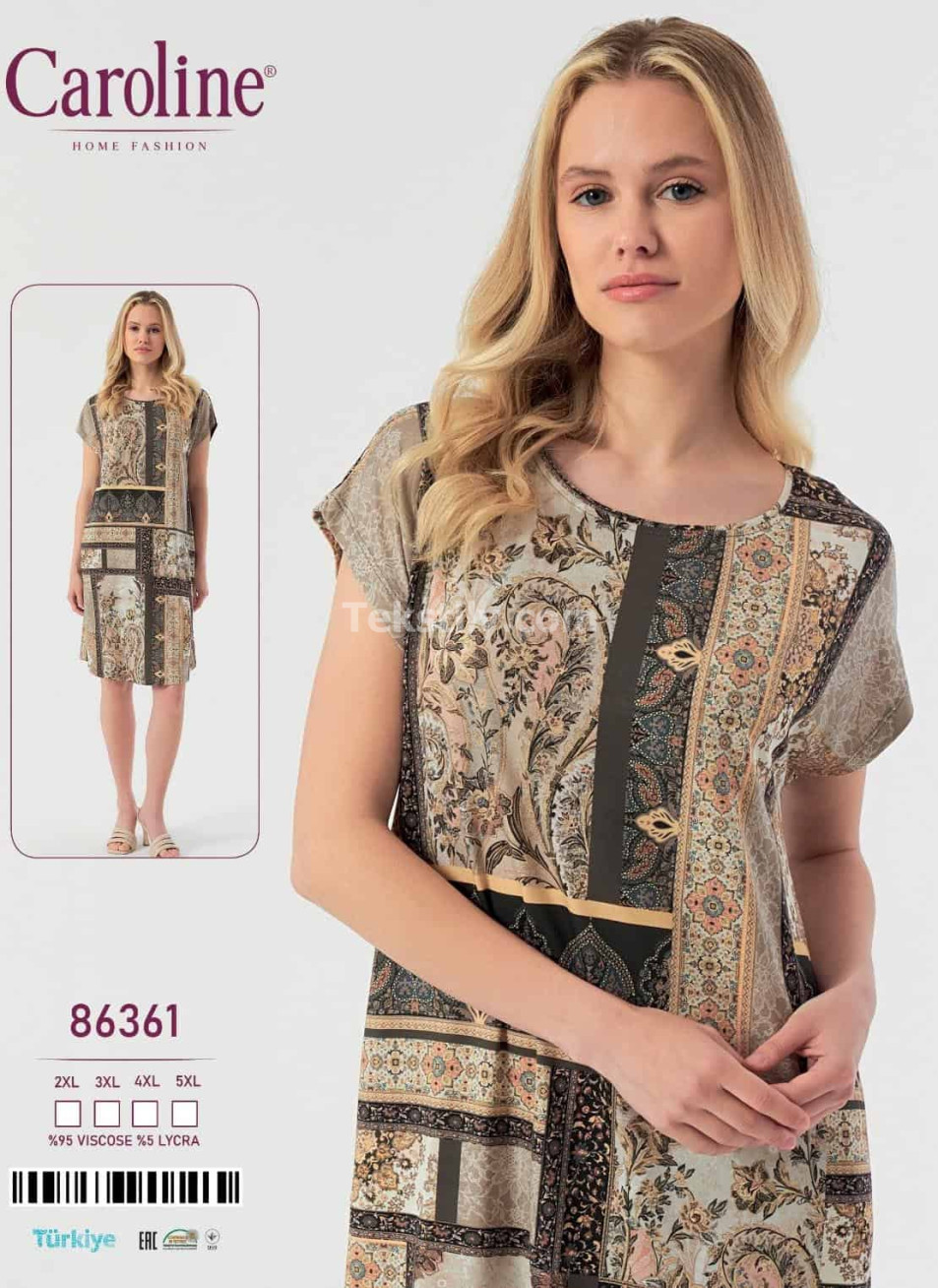 Ночная Женская Сорочка Caroline (2XL+3XL+4XL+5XL)