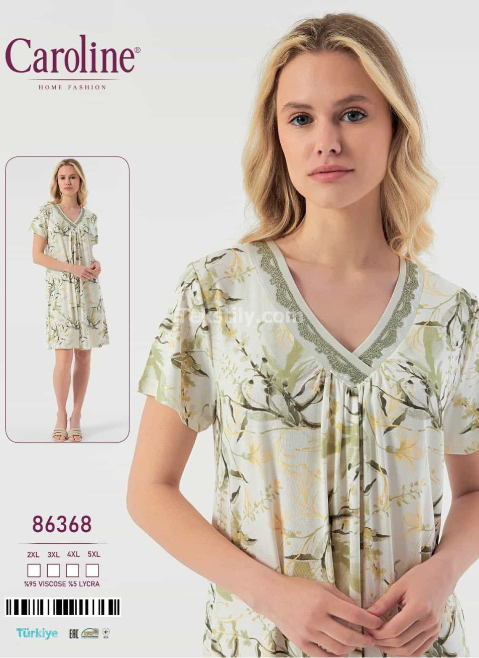 Ночная Женская Сорочка Caroline (2XL+3XL+4XL+5XL)