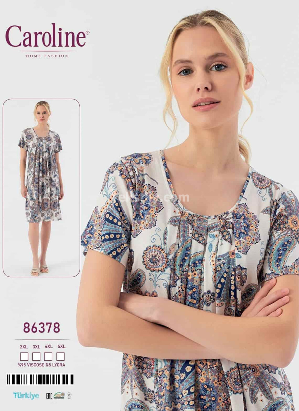 Ночная Женская Сорочка Caroline (2XL+3XL+4XL+5XL)