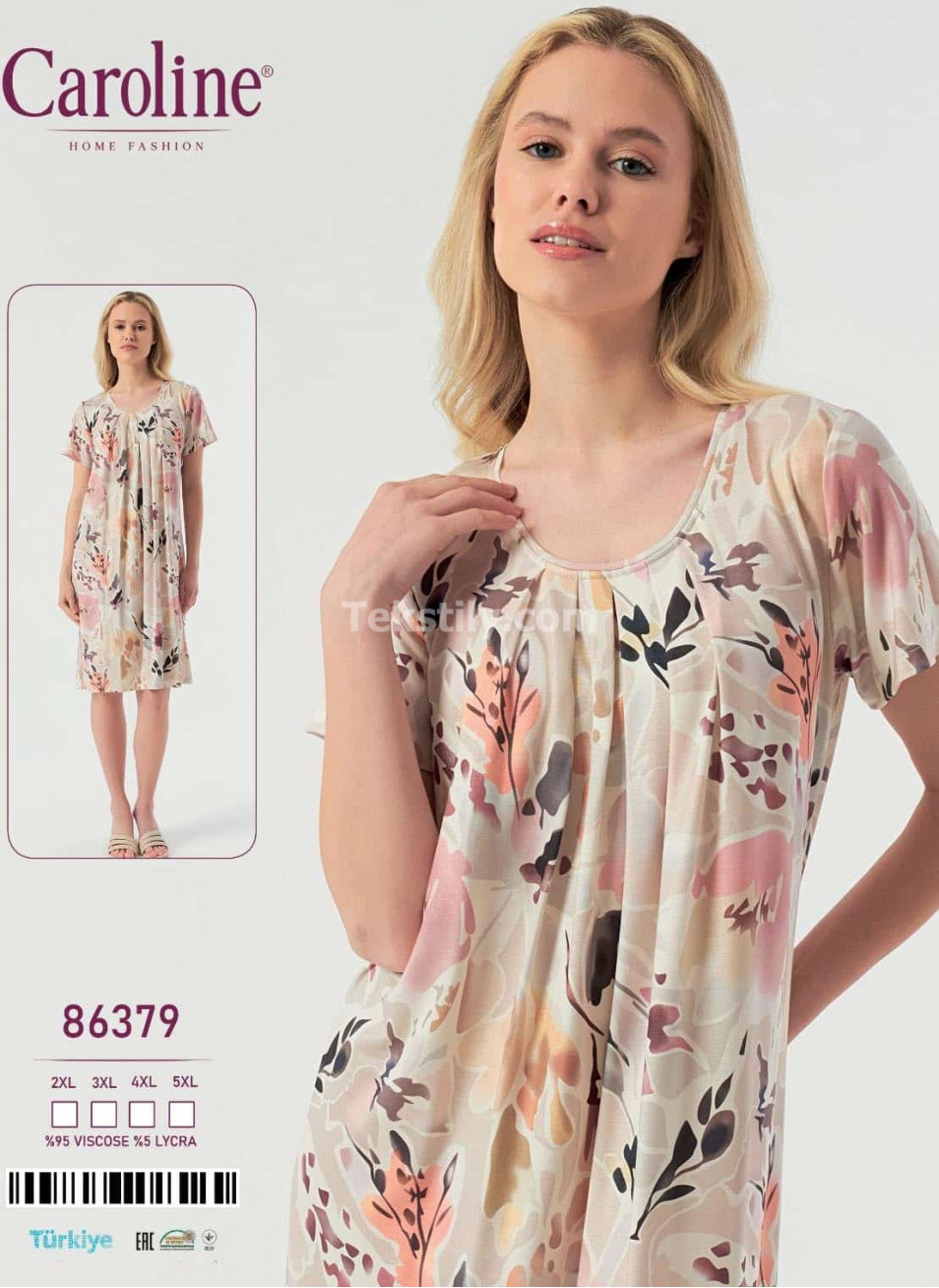 Ночная Женская Сорочка Caroline (2XL+3XL+4XL+5XL)