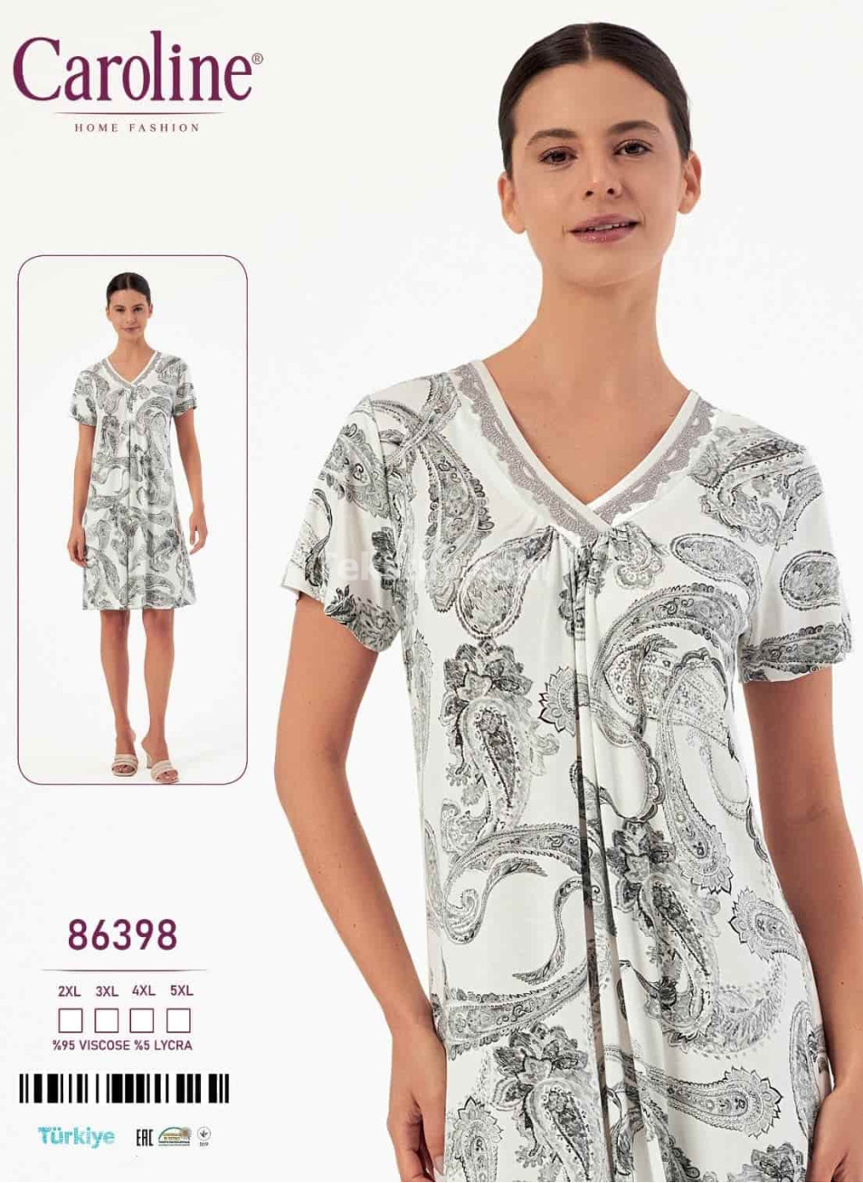 Ночная Женская Сорочка Caroline (2XL+3XL+4XL+5XL)