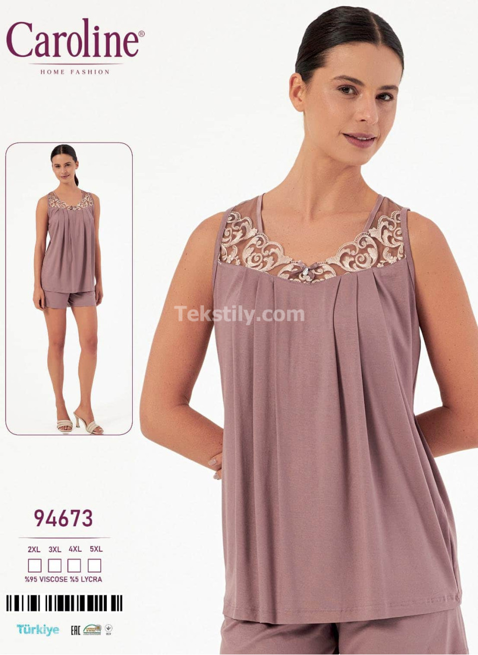Женский Комплект с Шортами Caroline (2XL+3XL+4XL+5XL)