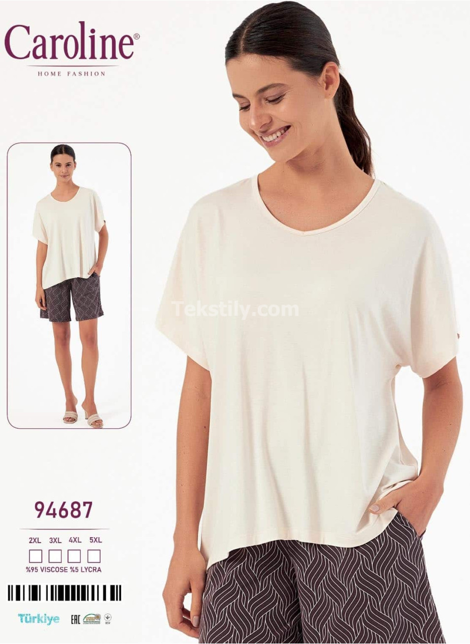 Женский Комплект с Шортами Caroline (2XL+3XL+4XL+5XL)