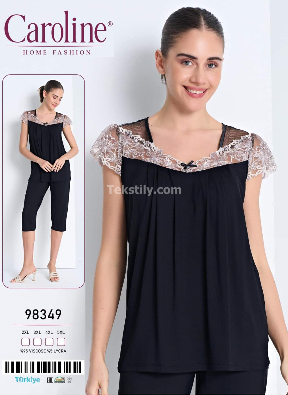 Женская Пижама Комплект с Капри Caroline (2XL+3XL+4XL+5XL)