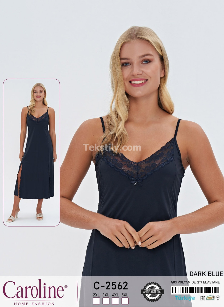 Ночная Женская Сорочка Caroline (2XL+3XL+4XL+5XL)
