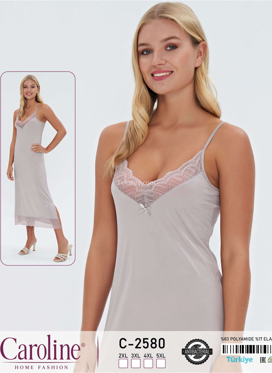 Ночная Женская Сорочка Caroline (2XL+3XL+4XL+5XL)