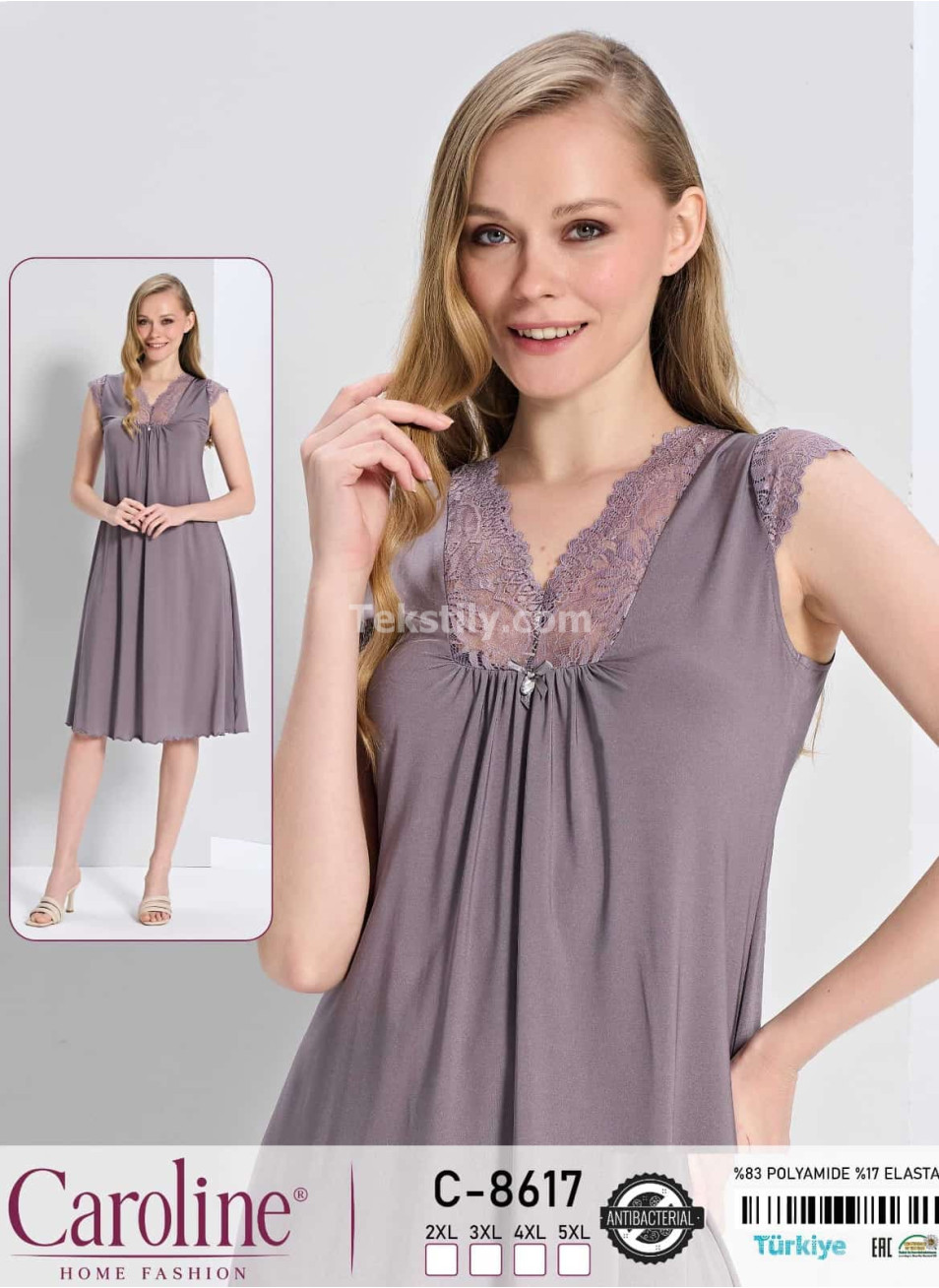 Ночная Женская Сорочка Caroline (2XL+3XL+4XL+5XL)